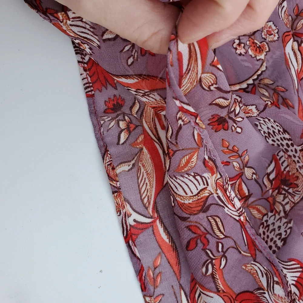 Cabi Small Blouse Good Luck Crane Shirt Mauve Sleeveless Peplum Top Flowy Bows - Picture 12 of 15